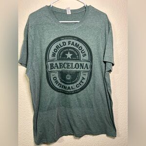 Barcelona Spain Green Short Sleeve Vacation Travel Tee Plus Size XXL  Good pre o